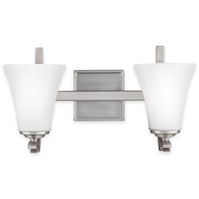 Feiss Summerdale 2-Light Bath Vanity in Satin Nickel with LED Bulb - Bed Bath & Beyond
